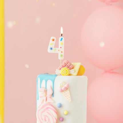 Bougie de 4 ans colorée 10cm