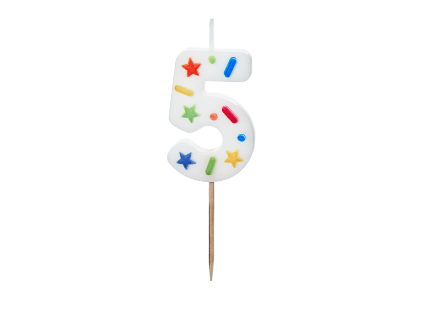 Bougie 5 ans colorée 10cm