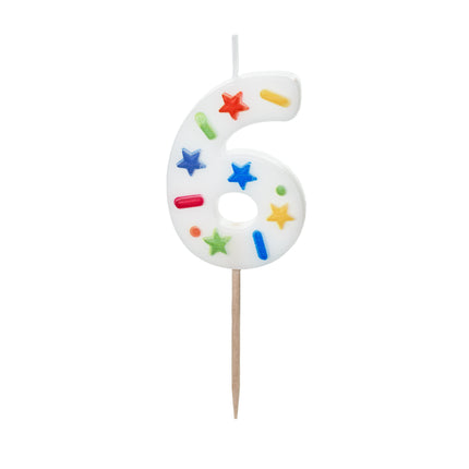 Bougie 6 ans colorée 10cm