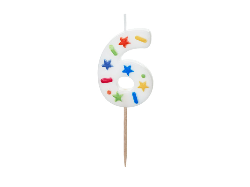 Bougie 6 ans colorée 10cm