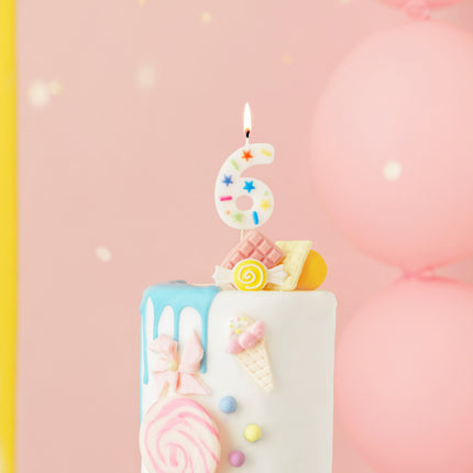 Bougie 6 ans colorée 10cm