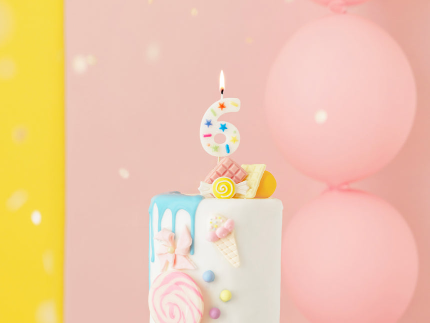Bougie 6 ans colorée 10cm