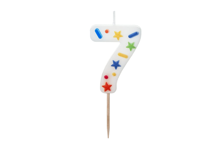 Bougie de 7 ans colorée 10cm
