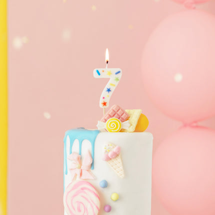 Bougie de 7 ans colorée 10cm