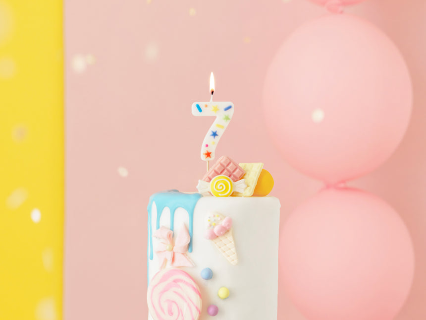 Bougie de 7 ans colorée 10cm