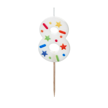 Bougie de 8 ans colorée 10cm