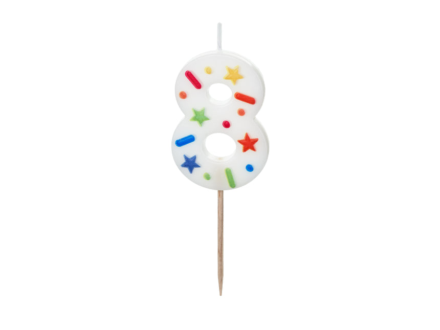 Bougie de 8 ans colorée 10cm