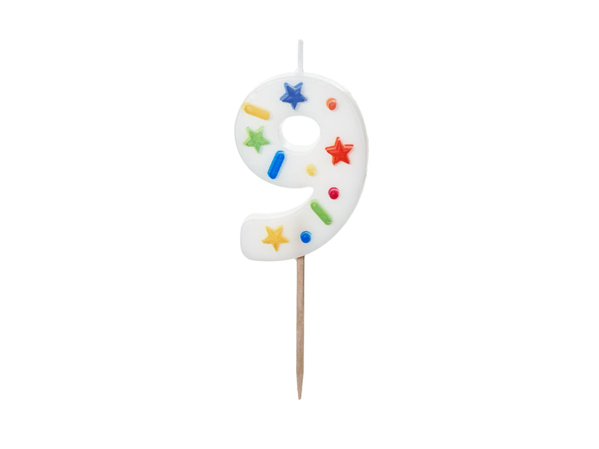 9 ans Bougie colorée 10cm