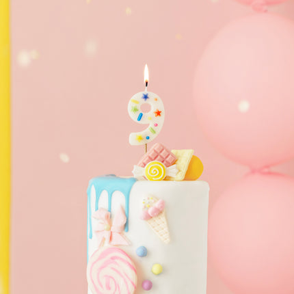 9 ans Bougie colorée 10cm
