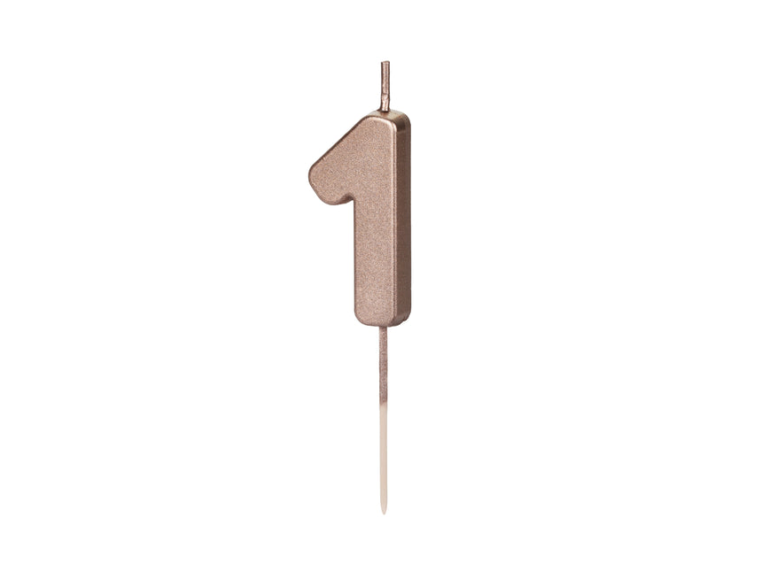 Bougie 1 an or rose 9cm