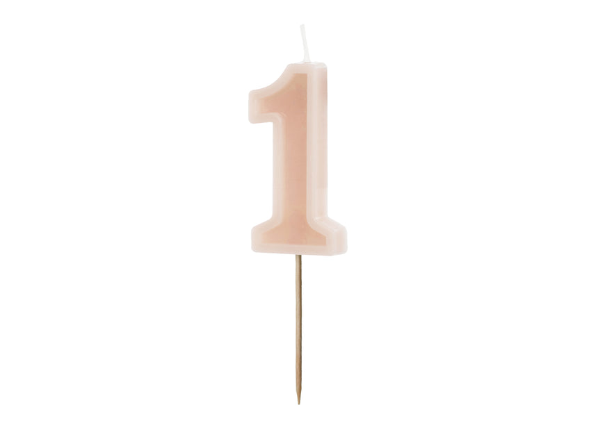 1 an de bougie rose 10cm