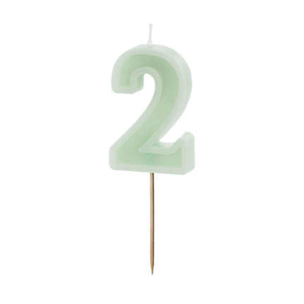 Bougie de 2 ans Vert Menthe 10cm
