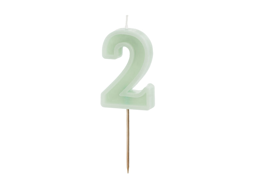 Bougie de 2 ans Vert Menthe 10cm