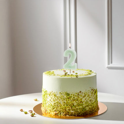 Bougie de 2 ans Vert Menthe 10cm