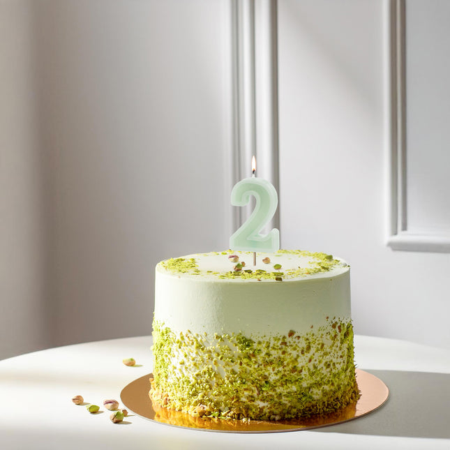 Bougie de 2 ans Vert Menthe 10cm
