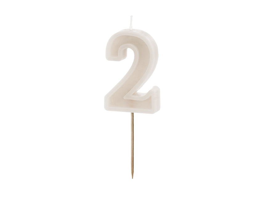 Bougie 2 ans Beige 10cm