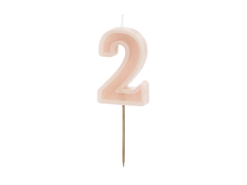 Bougie de 2 ans rose 10cm