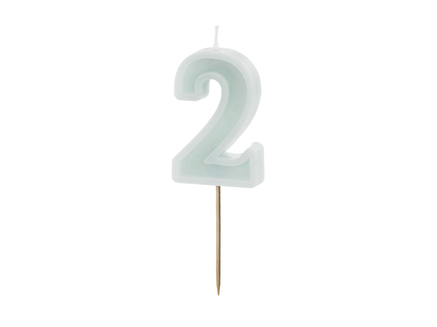 Bougie de 2 ans verte 10cm