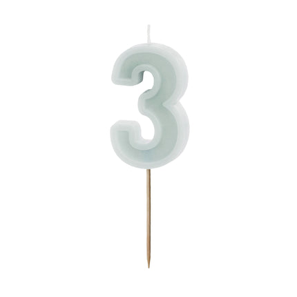 Bougie numérotée 3 ans menthe 6cm