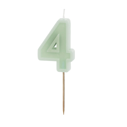 Bougie de 4 ans Vert Menthe 10cm