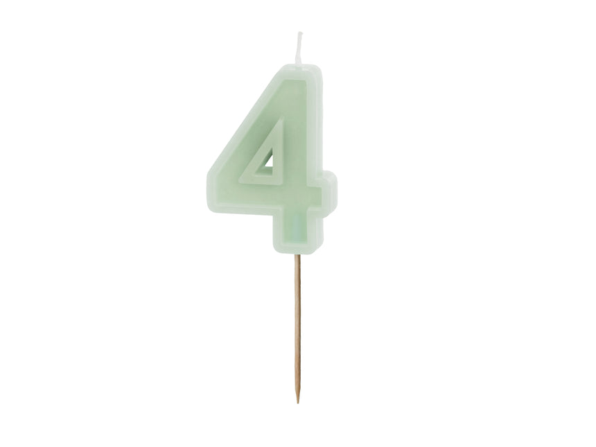 Bougie numérotée 4 ans verte 6cm