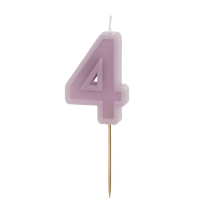 Bougie numérotée 4 ans violet 10cm