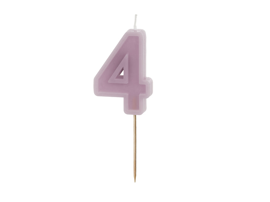 Bougie numérotée 4 ans violet 10cm