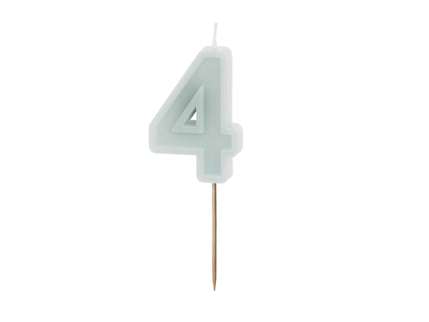 Bougie numérotée 4 ans menthe 10cm