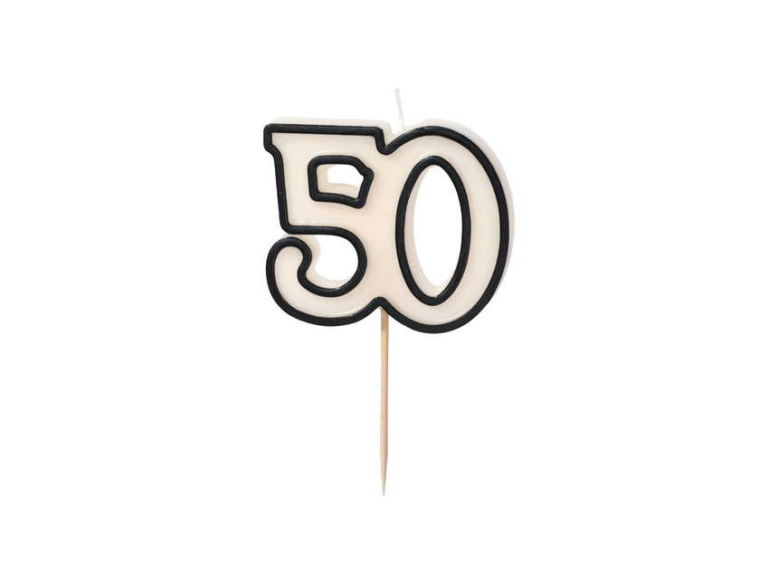 Bougie 50 ans Noir Blanc 5.5cm