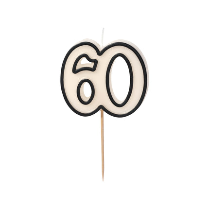 Bougie 60 ans Noir Blanc 5.5cm