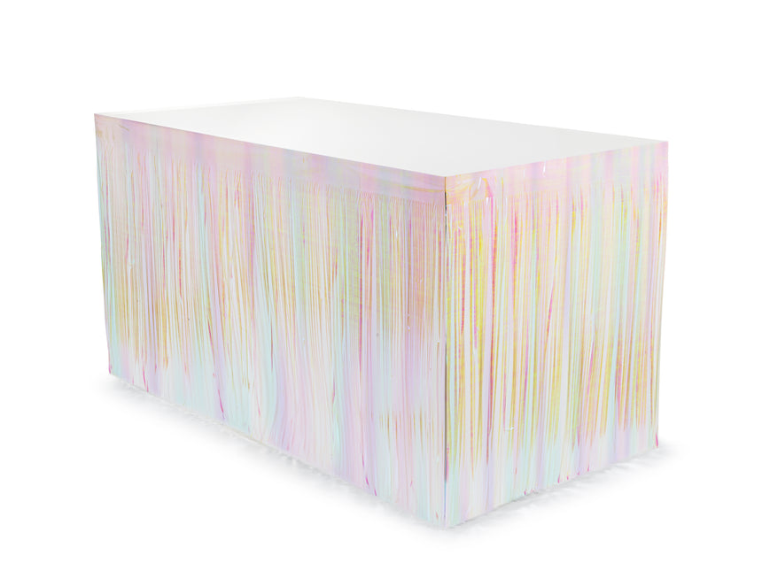Jupe de table à franges, irisée, 300x80cm
