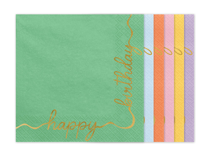 Serviettes de table Happy Birthday 33cm 12pcs