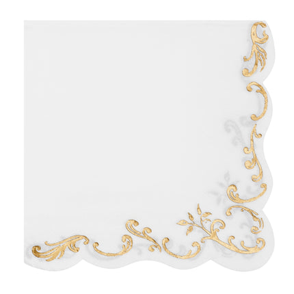 Ornement de serviettes blanc doré 33cm