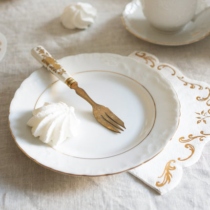 Ornement de serviettes blanc doré 33cm