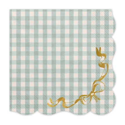 Serviettes de table bleues à carreaux avec noeud 33cm 12pcs