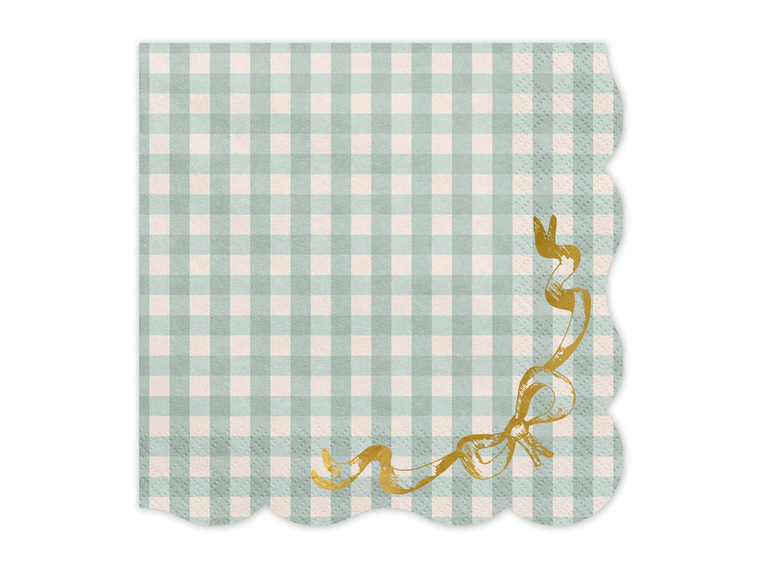 Serviettes de table bleues à carreaux avec noeud 33cm 12pcs