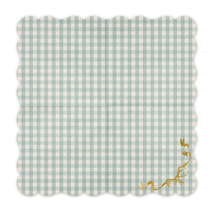Serviettes de table bleues à carreaux avec noeud 33cm 12pcs