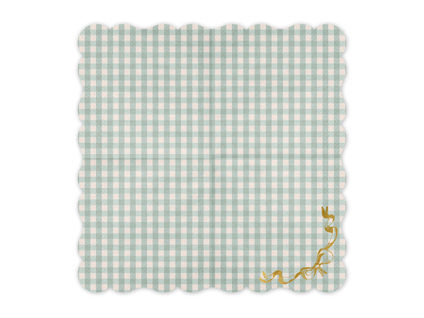 Serviettes de table bleues à carreaux avec noeud 33cm 12pcs