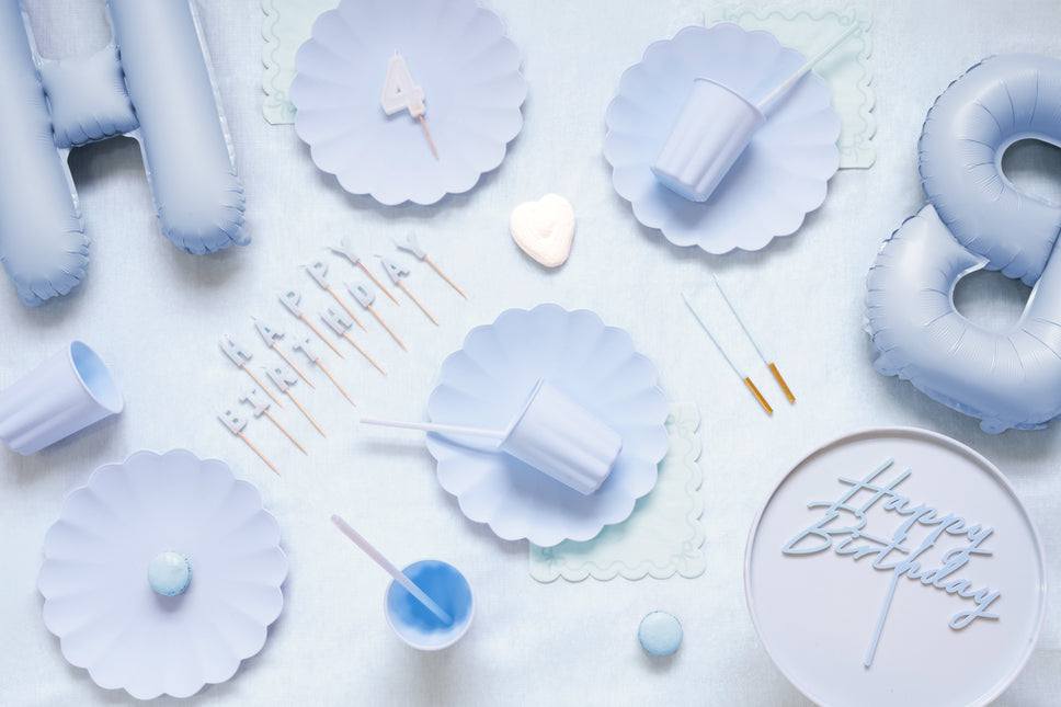 Pailles bleu clair en plastique 23cm 12pcs