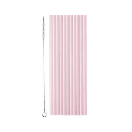 Pailles roses en plastique 23cm 12pcs