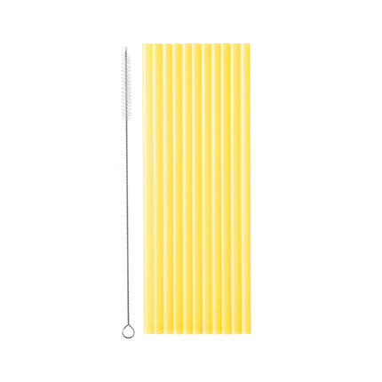 Pailles jaunes avec brosse de nettoyage 23cm 12pcs