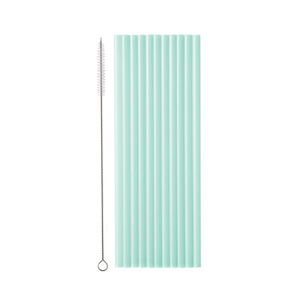 Pailles turquoises en plastique 23cm 12pcs
