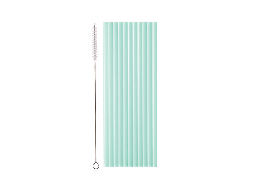 Pailles turquoises en plastique 23cm 12pcs