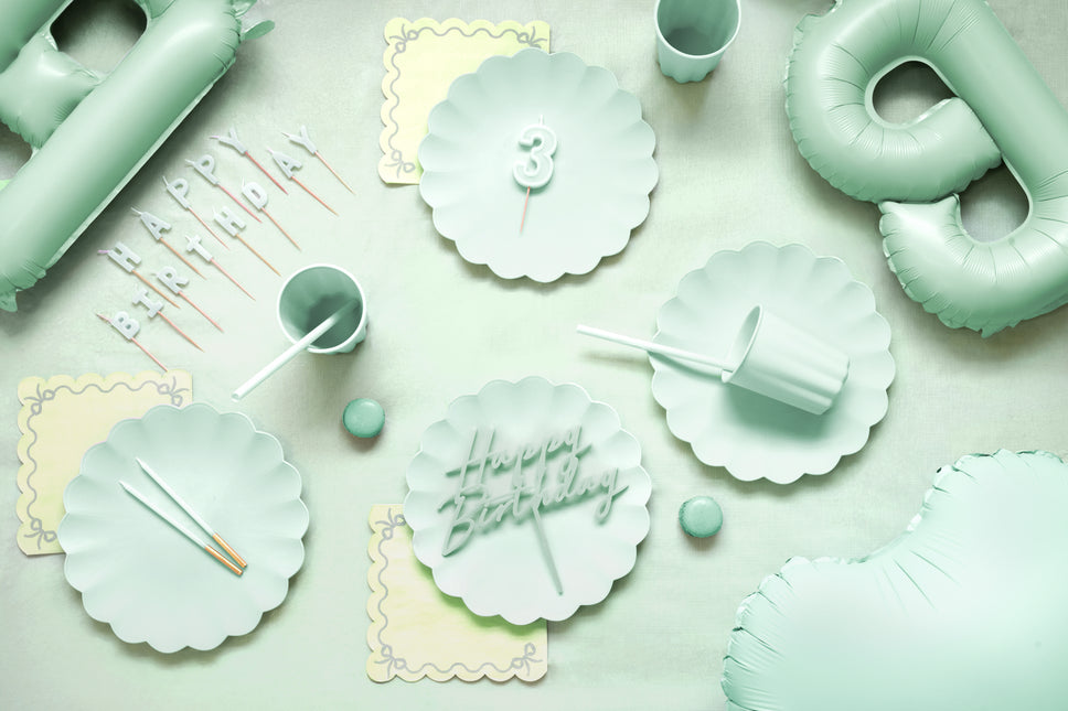 Pailles turquoises en plastique 23cm 12pcs