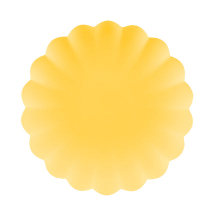 Assiettes jaunes bord dentelé 22cm 4pcs