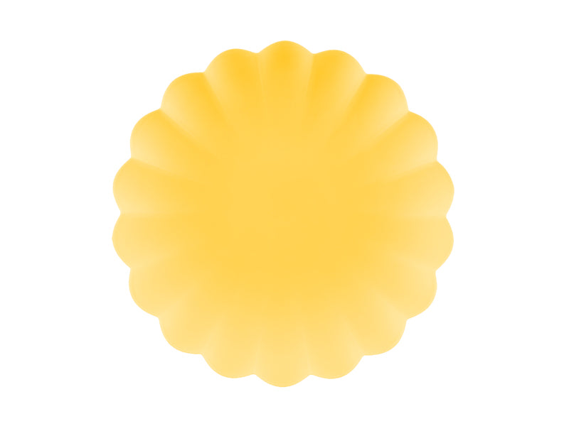 Assiettes jaunes bord dentelé 22cm 4pcs