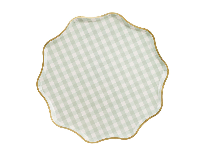 Assiettes vertes dorées 23cm 6pcs