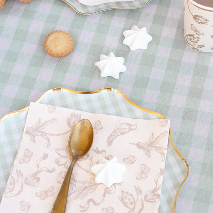 Assiettes vertes dorées 23cm 6pcs