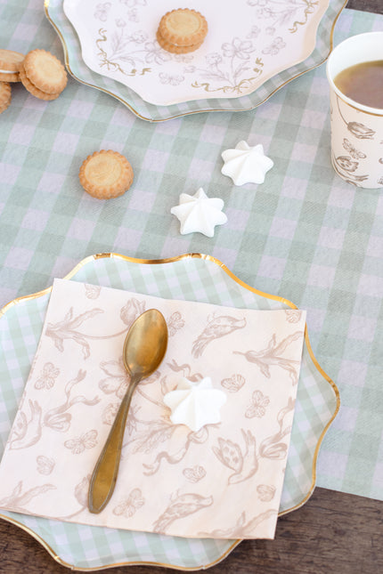 Assiettes vertes dorées 23cm 6pcs