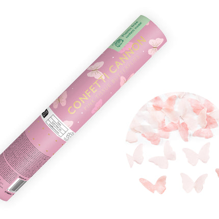 Canon à confettis papillon blanc 20cm